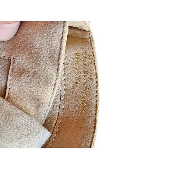 Vintage Western Cowboy Style Beige Embroidered Suede Boots With Low Block Heel F - Picture 10 of 15